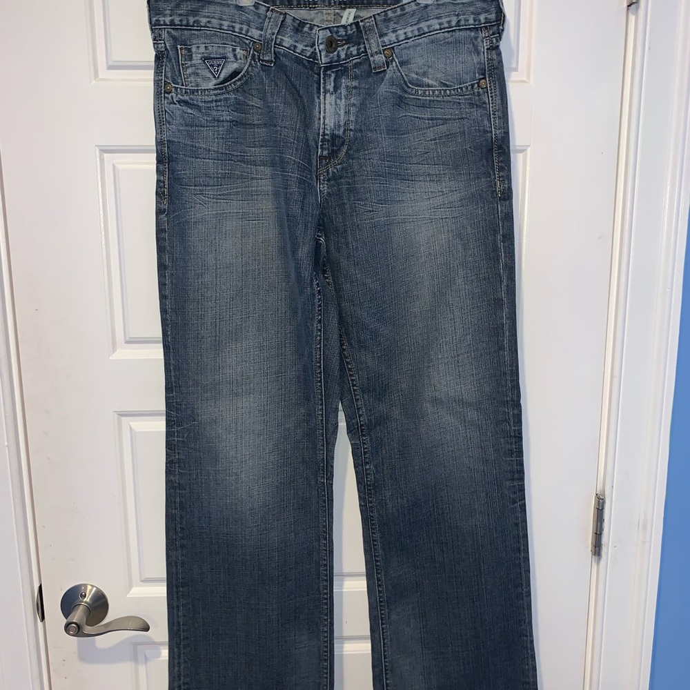 Men’s Blue GUESS Slightly Washed Denim Jeans